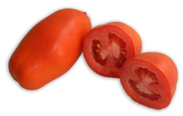 San-Marzano-Tomate, auch Flaschentomate genannt, eine Sorte aus der großen Familie der Tomate