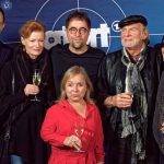 Von links nach rechts: Aleksandar Jovanovic (Zoltan Rajinovic/G.O.D.), Gertie Honeck (Nika Wenger), Jan Josef Liefers (Pathologe Karl-Friedrich Boerne), ChrisTine Urspruch (Silke "Alberich" Haller), Claus D. Clausnitzer ("Vadder" Herbert Thiel) und Axel Prahl (Kommissar Frank Thiel)